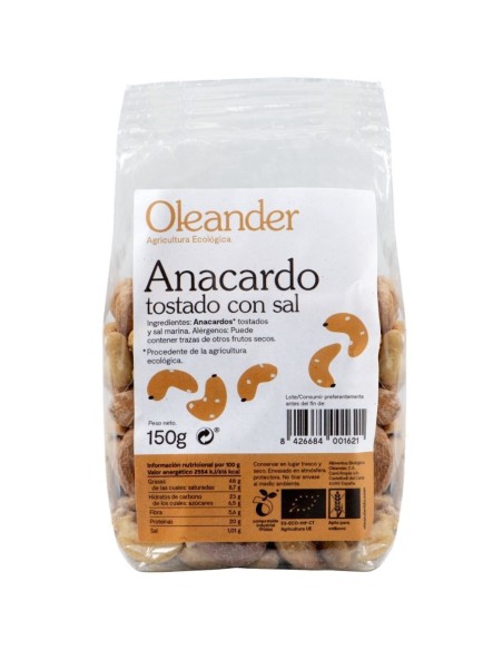 Anacardos Tostados con Sal Bio 150g | Snack Ecológico Natural Oleander