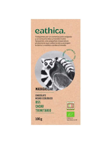 Chocolate Negro 85% Madagascar Bio 100g Eathica | EKIEKO