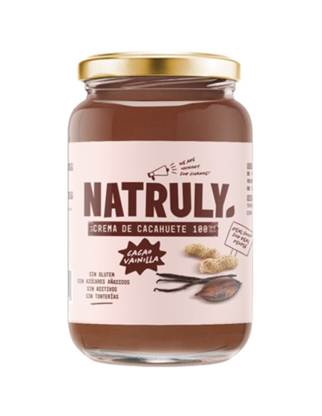 Crema de Cacahuete Cacao y Vainilla SinGluten 500g Natruly | EKIEKO