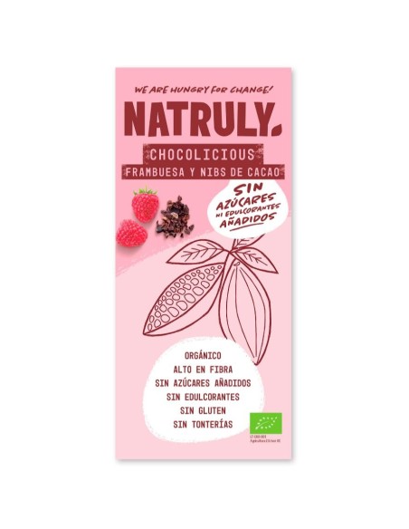 Chocolate Frambuesa y Nibs de Cacao 64% Bio 85g | Natruly