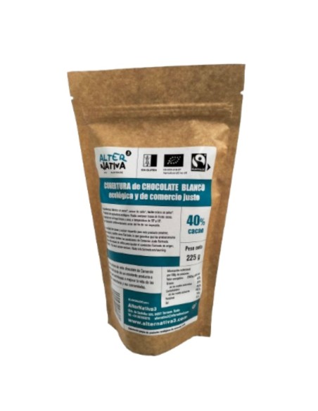 Cioccolato Cobertura Blanco 40% Cacao Bio 225g | Alternativa3