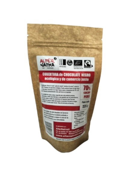 Chocolate Coverage 70% Cocoa Organic Cocoa 225g | Alternativa3