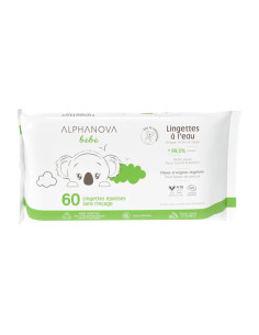 Toallitas de Bebé Certificadas COSMOS Natural 60 ud - Alphanova | EKIEKO