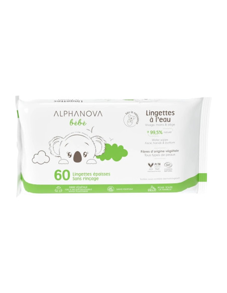 Toallitas de Bebé Certificadas COSMOS Natural 60 ud - Alphanova | EKIEKO