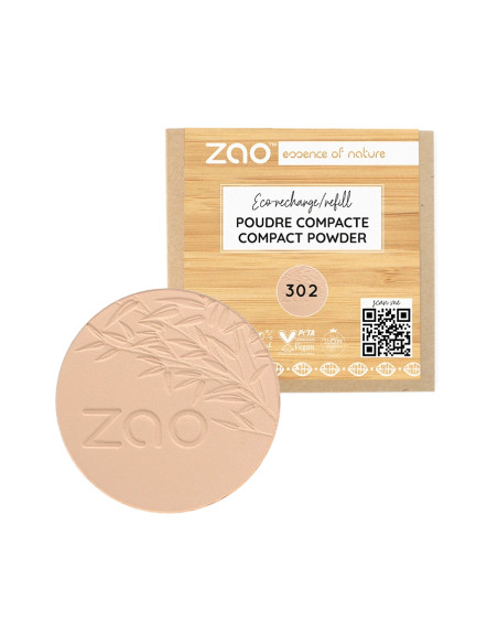 Zao Recarga Polvo Compacto 302-Beige Orangé | EKIEKO