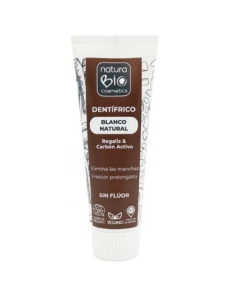 Natural White Toothpaste Licorice & Organic Active Charcoal 75ml | Naturabio Cosmetics