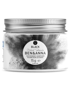 Pasta de dentes de carvão ativo em pó Frasco de vidro Eco Vegan 15g Ben & Anna