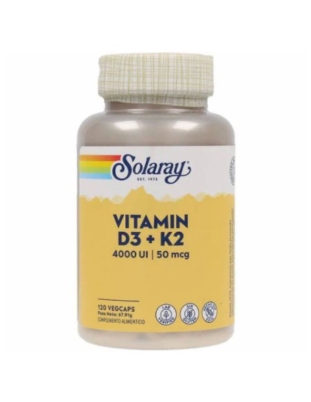 Vitamina D3K2 120 capsule - Formula D3 + K2 | Solaray