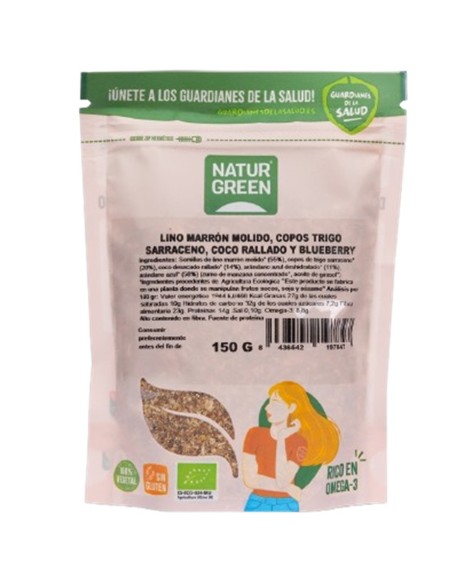 Fiocchi di lino di grano saraceno cocco e mirtilli Bio 150 g | NaturGreen
