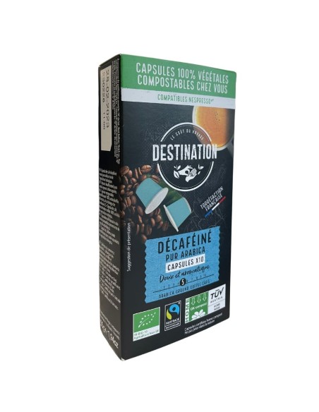 Moka Pur Arabica Cafeïnevrije Biologische Koffie 10 capsules | Bestemming