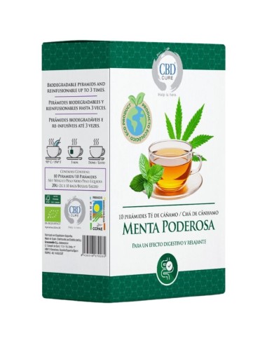 Krachtige Biologische Hennep & Munt Infusie 10 piramides | CBD Cure