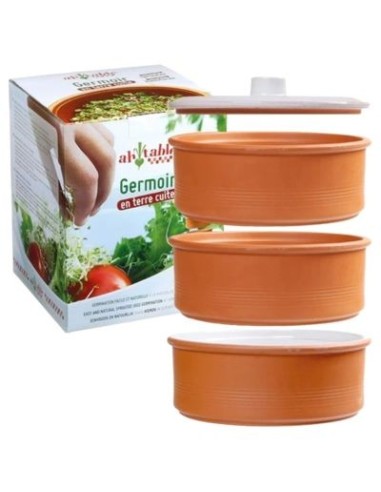 Sprouter de terracota 3 plantas Ah Mesa : Germinação de sementes : EKIEKO