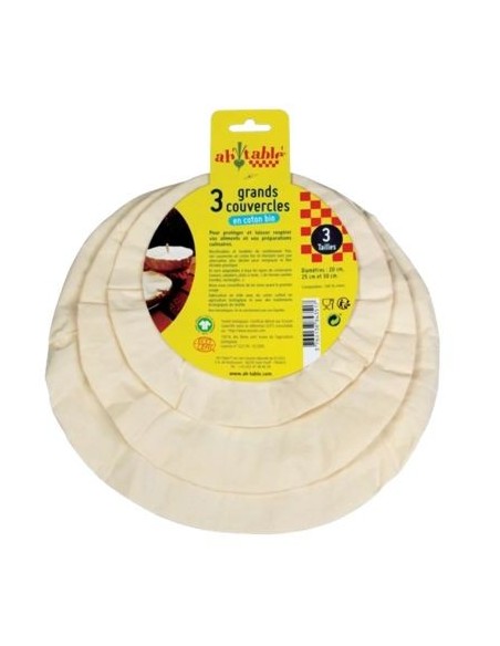 Cobre-pratos de algodão orgânico 3 peças Ah Mesa | Alternativa à película de plástico