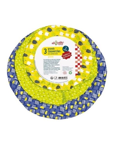 Dish Cover Organic Cotton 15-17-19 cm Ah Table | EKIEKO