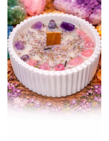 Ritual candle with crystals : Natural handmade candle : EKIEKO