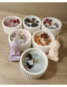 Handgemachte Kerze mit Lavendel und Amethyst | EKIEKO 2